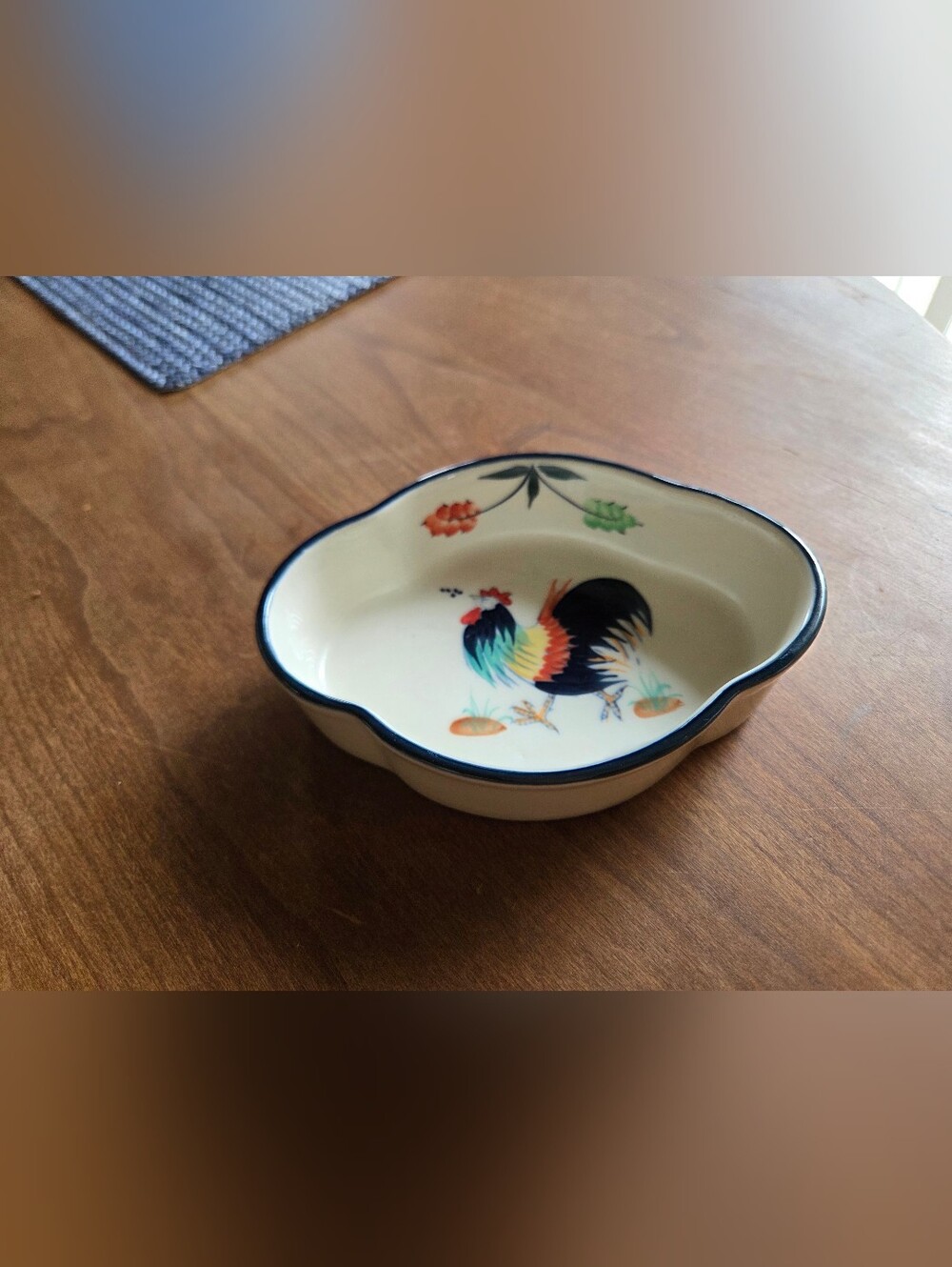 Ceramic Handpainted Rooster Dish Made In Thailand